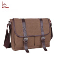 High Quality Men Leather Canvas Shoulder Messenger Bag